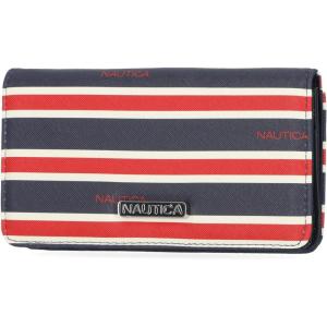 imageNautica Seaside Slim RFID Wallet Womens Credit Card Holder with Coin Purse Clutch Small Organizer with ID Window in Multi StripeIndigoRedWhite