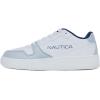 imageNautica Kids Boys LaceUp Fashion Sneakers LowTop Dress Shoes for Youth  Big KidLittle KidWhite Grey Logomanetta