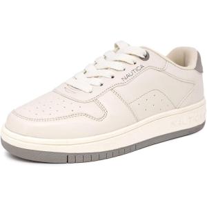 imageNautica Kids Boys LaceUp Fashion Sneakers LowTop Dress Shoes for Youth  Big KidLittle KidBone Greycamming