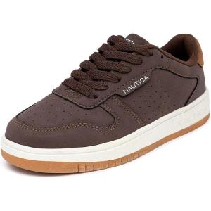 imageNautica Kids Boys LaceUp Fashion Sneakers LowTop Dress Shoes for Youth  Big KidLittle KidChocolate