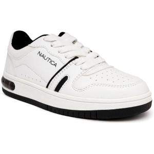 imageNautica Kids Boys LaceUp Fashion Sneakers LowTop Dress Shoes for Youth  Big KidLittle KidWhite Blackmilra Cira