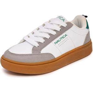 imageNautica Kids Boys LaceUp Fashion Sneakers LowTop Dress Shoes for Youth  Big KidLittle KidWhite Forest
