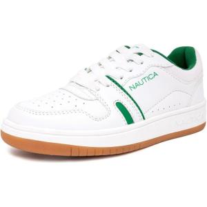imageNautica Kids Boys LaceUp Fashion Sneakers LowTop Dress Shoes for Youth  Big KidLittle KidWhite Greenmilra