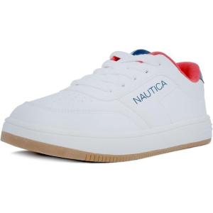 imageNautica Kids Boys LaceUp Fashion Sneakers LowTop Dress Shoes for Youth  Big KidLittle KidWhite Gumlake Edge