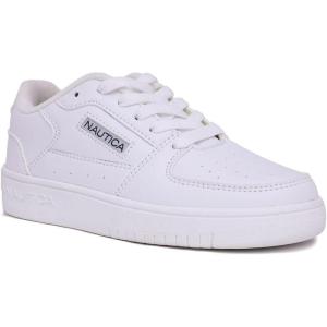 imageNautica Kids Boys LaceUp Fashion Sneakers LowTop Dress Shoes for Youth  Big KidLittle KidWhite Mono