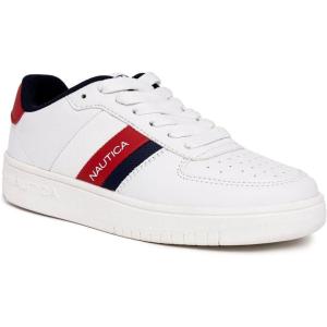 imageNautica Kids Boys LaceUp Fashion Sneakers LowTop Dress Shoes for Youth  Big KidLittle KidWhite Red Navynoven