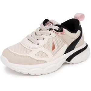 imageNautica Kids Boys ampamp Girls Athletic Sneakers  Chunky Cushion Heel Running ampamp Hiking Shoes LaceUpBungee SlipOn Big KidLittle KidToddlerBone Black Gold