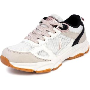 imageNautica Kids Boys ampamp Girls Athletic Sneakers  Chunky Cushion Heel Running ampamp Hiking Shoes LaceUpBungee SlipOn Big KidLittle KidToddlerBone Black Goldjalbis