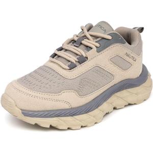 imageNautica Kids Boys ampamp Girls Athletic Sneakers  Chunky Cushion Heel Running ampamp Hiking Shoes LaceUpBungee SlipOn Big KidLittle KidToddlerBone Grey