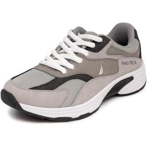 imageNautica Kids Boys ampamp Girls Athletic Sneakers  Chunky Cushion Heel Running ampamp Hiking Shoes LaceUpBungee SlipOn Big KidLittle KidToddlerGreymaddox