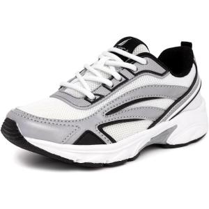 imageNautica Kids Boys ampamp Girls Athletic Sneakers  Chunky Cushion Heel Running ampamp Hiking Shoes LaceUpBungee SlipOn Big KidLittle KidToddlerWhite Grey Black