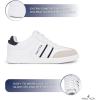 imageNautica Boys Girls Casual Fashion Shoes  Comfortable Soccer Classic Walking Tennis Sneakers for Kids  Breathable Lightweight ampamp Flexible Lace UpBungee LowTopHigh TopWhite Navy