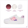 imageNautica Boys Girls Casual Fashion Shoes  Comfortable Soccer Classic Walking Tennis Sneakers for Kids  Breathable Lightweight ampamp Flexible Lace UpBungee LowTopHigh TopWhite Pink Metallic