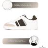 imageNautica Boys Girls Casual Fashion Shoes  Comfortable Soccer Classic Walking Tennis Sneakers for Kids  Breathable Lightweight ampamp Flexible Lace UpBungee LowTopHigh TopWhite Light Olive