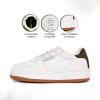 imageNautica Boys Girls Casual Fashion Shoes  Comfortable Soccer Classic Walking Tennis Sneakers for Kids  Breathable Lightweight ampamp Flexible Lace UpBungee LowTopHigh TopWhite Dark Forest