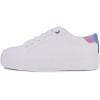 imageNautica Girls Fashion Shoe  LaceUp LowTop Tennis Sneakers for Big Kids Little Kids ampamp Toddlers Regular HeelPlatform SoleWhite Rainbow