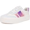 imageNautica Boys Girls Casual Fashion Shoes  Comfortable Soccer Classic Walking Tennis Sneakers for Kids  Breathable Lightweight ampamp Flexible Lace UpBungee LowTopHigh TopWhite Pink Metallic