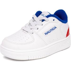 imageNautica Boys Girls Casual Fashion Shoes  Comfortable Soccer Classic Walking Tennis Sneakers for Kids  Breathable Lightweight ampamp Flexible Lace UpBungee LowTopHigh TopWhite Cobalt Pop