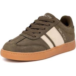 imageNautica Boys Girls Casual Fashion Shoes  Comfortable Soccer Classic Walking Tennis Sneakers for Kids  Breathable Lightweight ampamp Flexible Lace UpBungee LowTopHigh TopMulti Olive