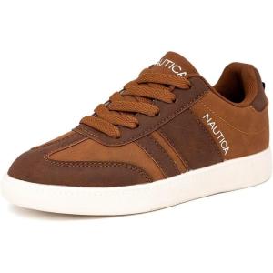imageNautica Boys Girls Casual Fashion Shoes  Comfortable Soccer Classic Walking Tennis Sneakers for Kids  Breathable Lightweight ampamp Flexible Lace UpBungee LowTopHigh TopChocolate