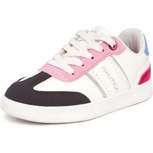 imageNautica Boys Girls Casual Fashion Shoes  Comfortable Soccer Classic Walking Tennis Sneakers for Kids  Breathable Lightweight ampamp Flexible Lace UpBungee LowTopHigh TopIvory Pink