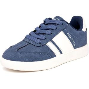 imageNautica Boys Girls Casual Fashion Shoes  Comfortable Soccer Classic Walking Tennis Sneakers for Kids  Breathable Lightweight ampamp Flexible Lace UpBungee LowTopHigh TopWhale Blue