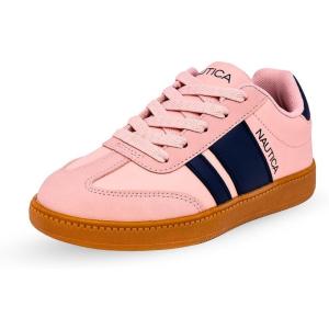 imageNautica Boys Girls Casual Fashion Shoes  Comfortable Soccer Classic Walking Tennis Sneakers for Kids  Breathable Lightweight ampamp Flexible Lace UpBungee LowTopHigh TopBlush Navy