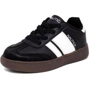 imageNautica Boys Girls Casual Fashion Shoes  Comfortable Soccer Classic Walking Tennis Sneakers for Kids  Breathable Lightweight ampamp Flexible Lace UpBungee LowTopHigh TopBlackWhiteGum