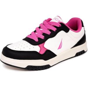 imageNautica Girls Fashion Shoe  LaceUp LowTop Tennis Sneakers for Big Kids Little Kids ampamp Toddlers Regular HeelPlatform SoleBlack Pinkgabe