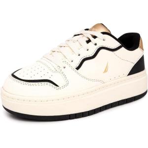 imageNautica Girls Fashion Shoe  LaceUp LowTop Tennis Sneakers for Big Kids Little Kids ampamp Toddlers Regular HeelPlatform SoleBone Black Goldplatform