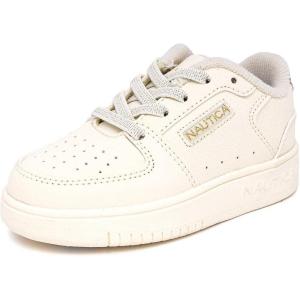 imageNautica Girls Fashion Shoe  LaceUp LowTop Tennis Sneakers for Big Kids Little Kids ampamp Toddlers Regular HeelPlatform SoleBone Pale Gold