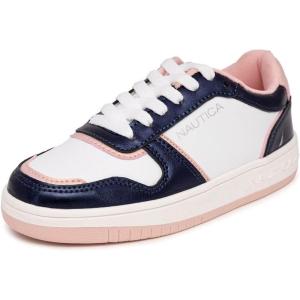 imageNautica Girls Fashion Shoe  LaceUp LowTop Tennis Sneakers for Big Kids Little Kids ampamp Toddlers Regular HeelPlatform SoleNavy Gold White