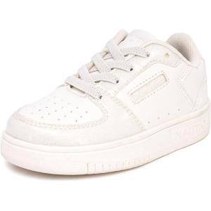 imageNautica Girls Fashion Shoe  LaceUp LowTop Tennis Sneakers for Big Kids Little Kids ampamp Toddlers Regular HeelPlatform SoleOff White Glitter