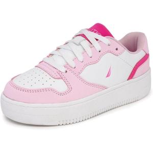 imageNautica Girls Fashion Shoe  LaceUp LowTop Tennis Sneakers for Big Kids Little Kids ampamp Toddlers Regular HeelPlatform SolePlatform Pink White