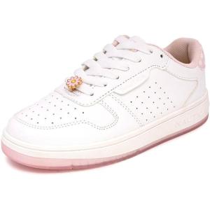 imageNautica Girls Fashion Shoe  LaceUp LowTop Tennis Sneakers for Big Kids Little Kids ampamp Toddlers Regular HeelPlatform SoleWhite Daisy