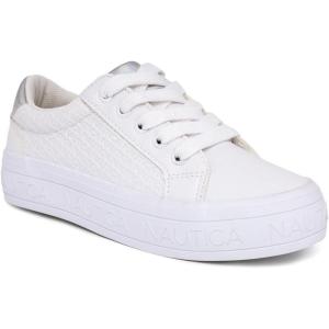 imageNautica Girls Fashion Shoe  LaceUp LowTop Tennis Sneakers for Big Kids Little Kids ampamp Toddlers Regular HeelPlatform SoleWhite Iridescentplatform