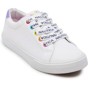imageNautica Girls Fashion Shoe  LaceUp LowTop Tennis Sneakers for Big Kids Little Kids ampamp Toddlers Regular HeelPlatform SoleWhite Multi