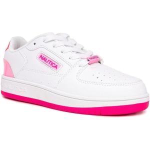 imageNautica Girls Fashion Shoe  LaceUp LowTop Tennis Sneakers for Big Kids Little Kids ampamp Toddlers Regular HeelPlatform SoleWhite Neon Pink