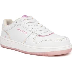 imageNautica Girls Fashion Shoe  LaceUp LowTop Tennis Sneakers for Big Kids Little Kids ampamp Toddlers Regular HeelPlatform SoleWhite Pearl Pink