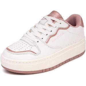 imageNautica Girls Fashion Shoe  LaceUp LowTop Tennis Sneakers for Big Kids Little Kids ampamp Toddlers Regular HeelPlatform SoleWhite Pink Metallicplatform