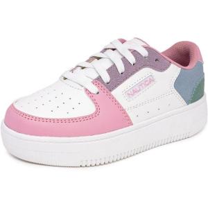 imageNautica Girls Fashion Shoe  LaceUp LowTop Tennis Sneakers for Big Kids Little Kids ampamp Toddlers Regular HeelPlatform SoleWhite Pink Purple