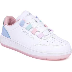 imageNautica Girls Fashion Shoe  LaceUp LowTop Tennis Sneakers for Big Kids Little Kids ampamp Toddlers Regular HeelPlatform SoleWhitesammira