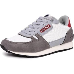 imageNautica Kids Boys Casual LaceUp Fashion Sneakers Oxford Comfortable Walking Shoe Big Kid  Little Kid  ToddlerGrey Red