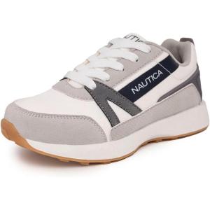 imageNautica Kids Boys Casual LaceUp Fashion Sneakers Oxford Comfortable Walking Shoe Big Kid  Little Kid  ToddlerWhite Grey