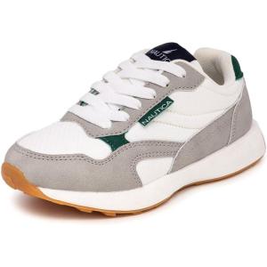 imageNautica Kids Boys Casual LaceUp Fashion Sneakers Oxford Comfortable Walking Shoe Big Kid  Little Kid  ToddlerWhite Grey Green