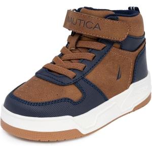 imageNautica Kids High Top Basketball Sneakers  ToddlerLittle Kid Fashion Boots Comfortable Athletic Walking Shoes for Boys and GirlsChestnut Navy