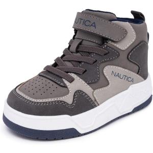 imageNautica Kids High Top Basketball Sneakers  ToddlerLittle Kid Fashion Boots Comfortable Athletic Walking Shoes for Boys and GirlsGrey Navy