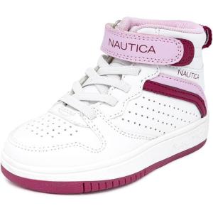 imageNautica Kids High Top Basketball Sneakers  ToddlerLittle Kid Fashion Boots Comfortable Athletic Walking Shoes for Boys and GirlsWhite Berry Pink