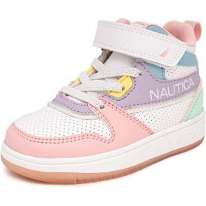 imageNautica Kids High Top Basketball Sneakers  ToddlerLittle Kid Fashion Boots Comfortable Athletic Walking Shoes for Boys and GirlsWhite Pink Purple