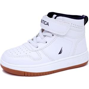 imageNautica Kids High Top Basketball Sneakers  ToddlerLittle Kid Fashion Boots Comfortable Athletic Walking Shoes for Boys and GirlsWhite Smoothoakford